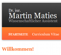 Für Dr. Maties erstellten wir eine komplette Website, auf der er sich und sein Schaffen einer breiteren Öffentlichkeit persönlich vorstellen kann.
Zugleich wird die Website genutzt, um Jura-Studenten der Ruhr-Universität Bochum über Dr. Maties' Veranstaltungen und Skripte auf dem Laufenden zu halten.